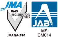 認定マーク JMA QMS REGISTRATION CENTER JMAQA-970 JAB MS CM014